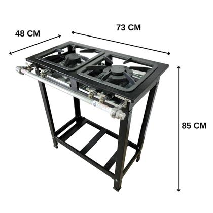 Imagem de Fogão Baixa Pressão Alcazon 2 Bocas 1 Dupla ACZ-002