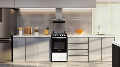 Imagem de Fogão Brastemp 4 Bocas Branco com dupla chama e grades individuais - BFO4EBB