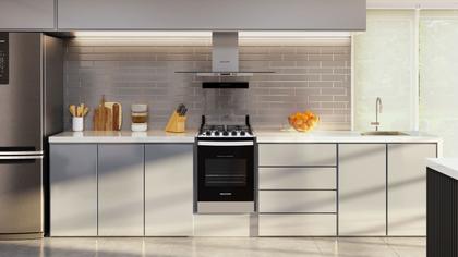 Imagem de Fogão Brastemp 4 Bocas de embutir Inox com dupla chama e grades individuais - BYO4EBR