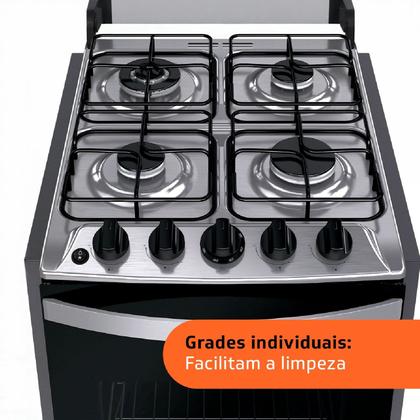 Imagem de Fogão Brastemp 4 Bocas de embutir Inox com dupla chama e grades individuais - BYO4EBR