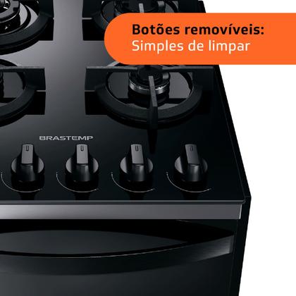 Imagem de Fogão Brastemp 4 Bocas de embutir Preto com mesa de vidro e dupla chama - BYO4XAE