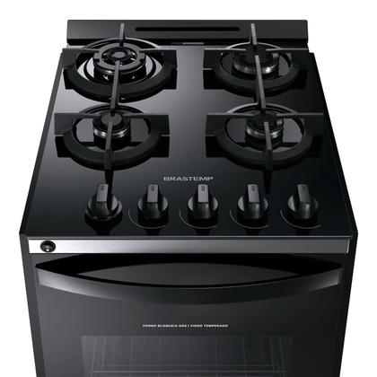 Imagem de Fogão Brastemp 4 Bocas de embutir Preto com mesa de vidro e dupla chama - BYO4XAE