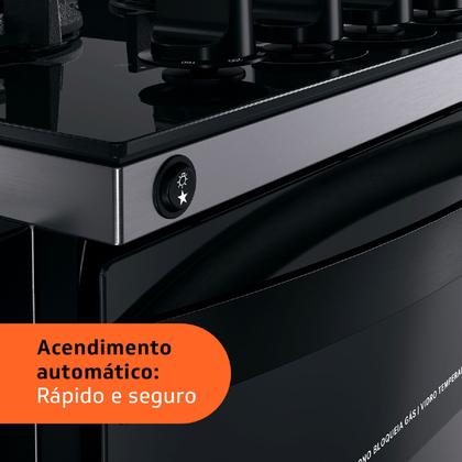 Imagem de Fogão Brastemp 4 Bocas de embutir Preto com mesa de vidro e dupla chama - BYO4XAE