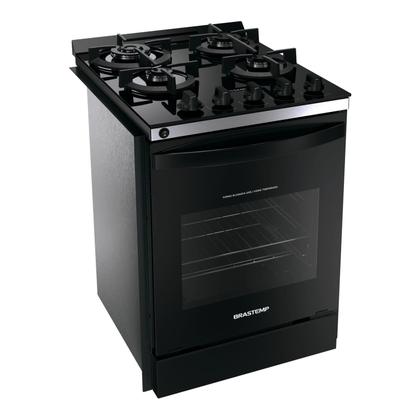 Imagem de Fogão Brastemp 4 Bocas de embutir Preto com mesa de vidro e dupla chama - BYO4XAE