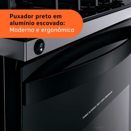 Imagem de Fogão Brastemp 4 Bocas de embutir Preto com mesa de vidro e dupla chama - BYO4XAE