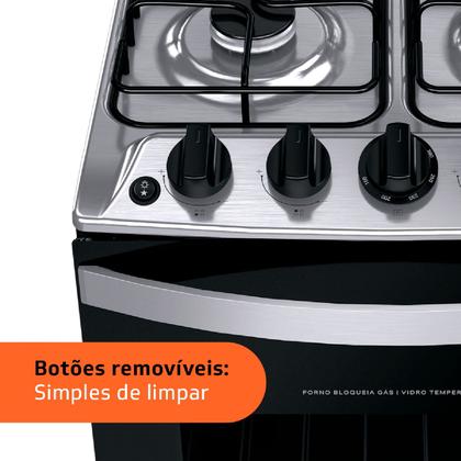 Imagem de Fogão Brastemp 4 Bocas Inox com Duas Prateleiras com Alturas Ajustáveis - BFO4NBR