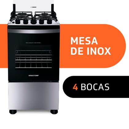 Imagem de Fogão Brastemp 4 Bocas Inox com Duas Prateleiras com Alturas Ajustáveis - BFO4NBR