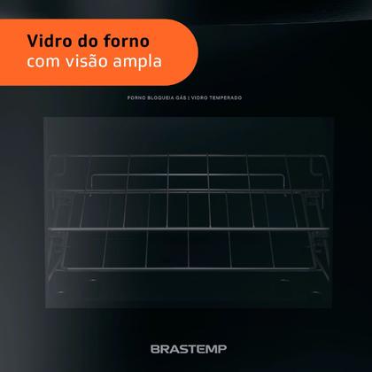 Imagem de Fogão Brastemp 4 Bocas Preto com mesa de vidro e grades duplas de ferro fundido - BFO4VAE