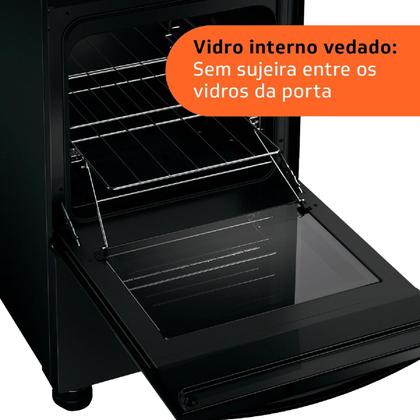 Imagem de Fogão Brastemp 4 Bocas Preto com mesa de vidro e grades duplas de ferro fundido - BFO4VAE