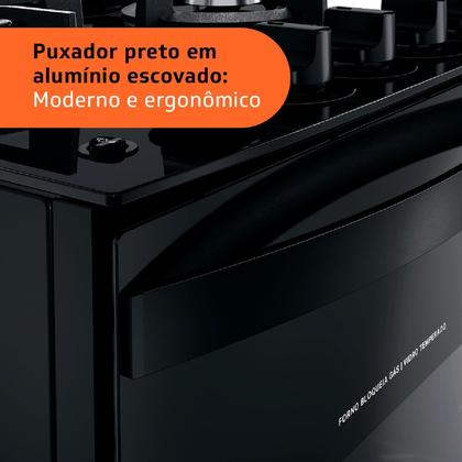 Imagem de Fogão Brastemp 4 Bocas Preto com mesa de vidro e grades duplas de ferro fundido - BFO4VAE