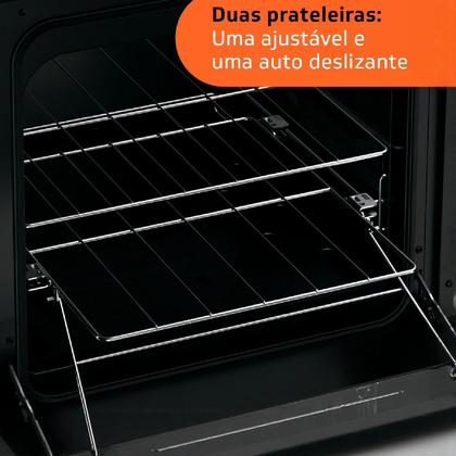 Imagem de Fogão Brastemp 4 Bocas Preto com mesa de vidro e grades duplas de ferro fundido - BFO4VAE
