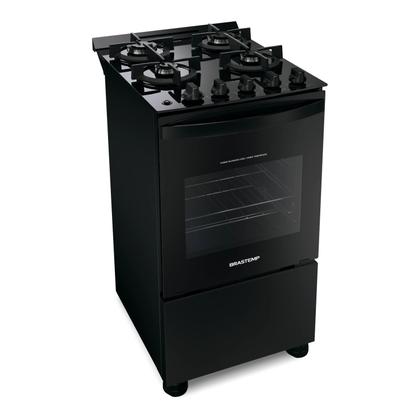 Imagem de Fogão Brastemp 4 Bocas Preto com mesa de vidro e grades duplas de ferro fundido - BFO4VAE