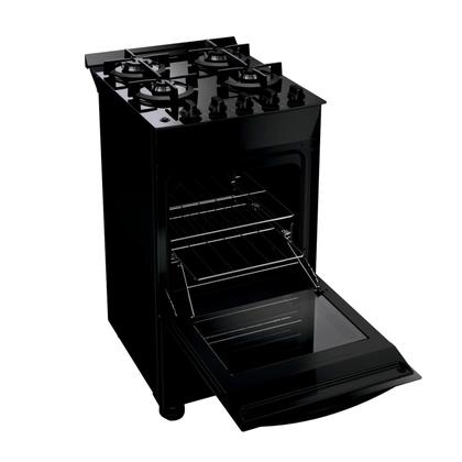 Imagem de Fogão Brastemp 4 Bocas Preto com mesa de vidro e grades duplas de ferro fundido - BFO4VAE