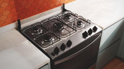 Fogão Brastemp 5 Bocas Cor Inox Com Turbo Chama - BFS5GDR Imagem de Fogão Brastemp 5 Bocas Cor Inox Com Turbo Chama - BFS5GDR