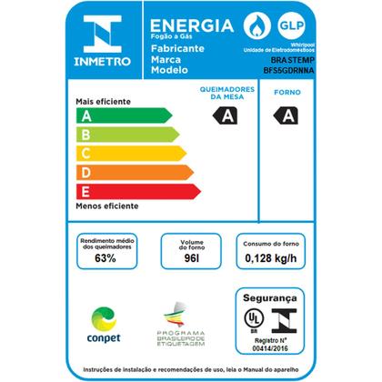 Imagem de Fogão Brastemp 5 Bocas Cor Inox Com Turbo Chama - BFS5GDR
