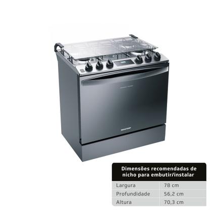 Imagem de Fogão Brastemp 5 Bocas De Embutir Cor Inox Com Turbo Chama E Touch Timer - BYS5PCR