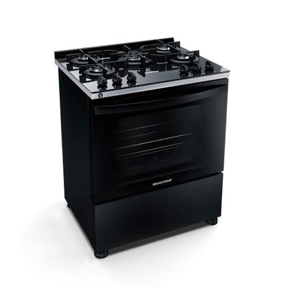 Imagem de Fogão Brastemp 5 Bocas Mesa De Vidro e Turbo Chama Preto BFS5VCE - Bivolt