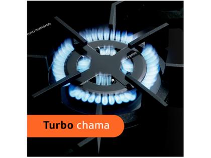 Fogão Brastemp 5 Bocas Preto com Turbo Chama - Mesa de Vidro BFS5VCEUNA Imagem de Fogão Brastemp 5 Bocas Preto com Turbo Chama
