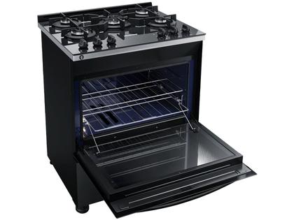 Fogão Brastemp 5 Bocas Preto com Turbo Chama - Mesa de Vidro BFS5VCEUNA Imagem de Fogão Brastemp 5 Bocas Preto com Turbo Chama