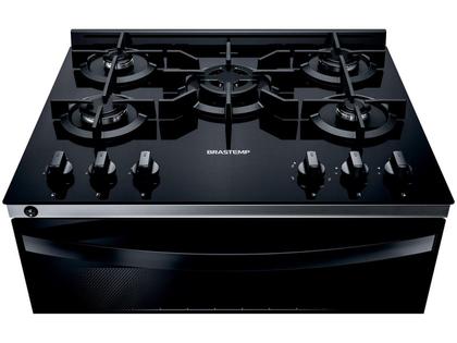 Fogão Brastemp 5 Bocas Preto com Turbo Chama - Mesa de Vidro BFS5VCEUNA Imagem de Fogão Brastemp 5 Bocas Preto com Turbo Chama