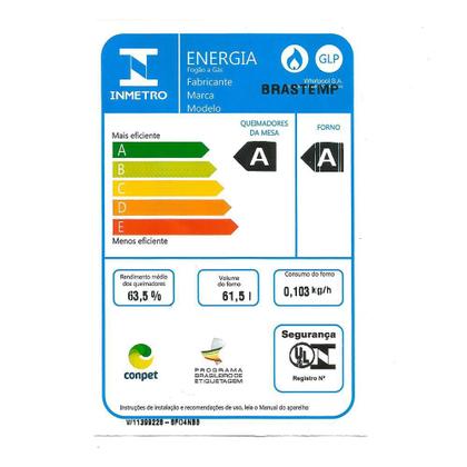 Imagem de Fogão Brastemp Piso 4 Bocas com Mesa de Vidro e Grades Duplas de Ferro Fundido Preto Bivolt BFO4VAE