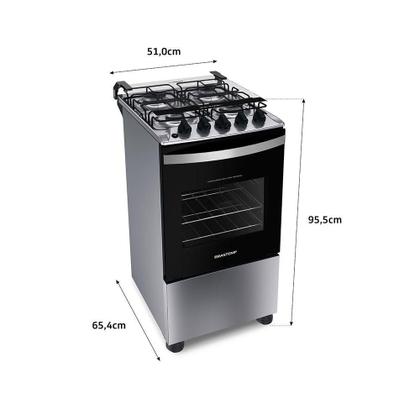 Imagem de Fogão Brastemp Piso 4 Bocas Duas Prateleiras Ajustáveis Inox Bivolt BFO4NBR