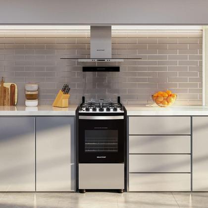 Imagem de Fogão Brastemp Piso 4 Bocas Duas Prateleiras Ajustáveis Inox Bivolt BFO4NBR