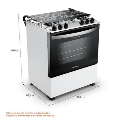 Imagem de Fogão Brastemp Piso 5 Bocas Branco com Botões Removíveis e Aro Protetor Bivolt