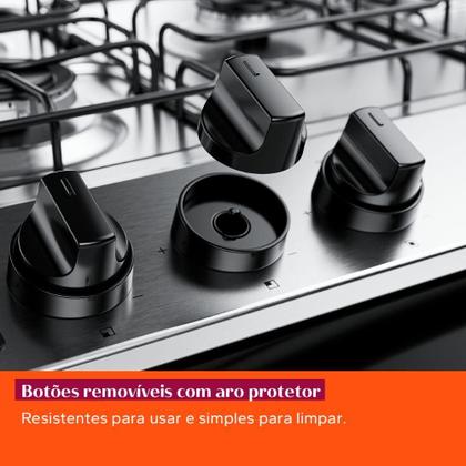 Imagem de Fogão Brastemp Piso 5 Bocas Branco com Botões Removíveis e Aro Protetor Bivolt