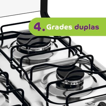 Imagem de Fogão Consul 4 bocas cor Inox com acendimento automático - CFO4NAR