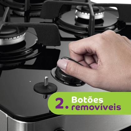 Imagem de Fogão Consul 4 bocas cor Inox com mesa de vidro e grade de ferro fundido - CFO4VAR