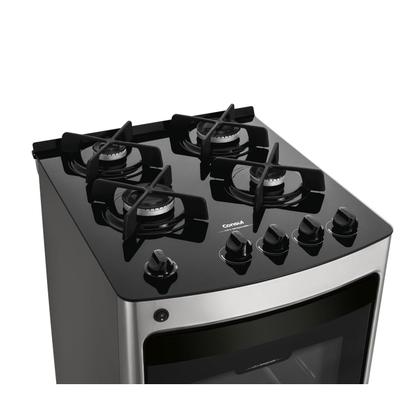 Imagem de Fogão Consul 4 bocas cor Inox com mesa de vidro e grade de ferro fundido - CFO4VAR