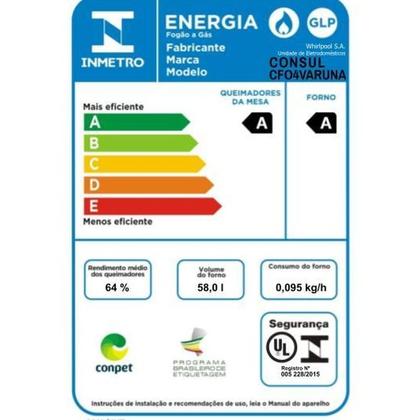 Imagem de Fogão Consul 4 bocas cor Inox com mesa de vidro e grade de ferro fundido - CFO4VAR
