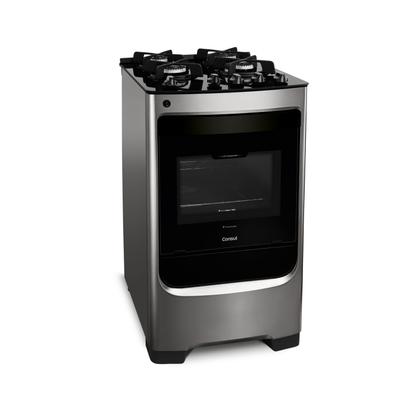 Imagem de Fogão Consul 4 bocas cor Inox com mesa de vidro e grade de ferro fundido - CFO4VAR