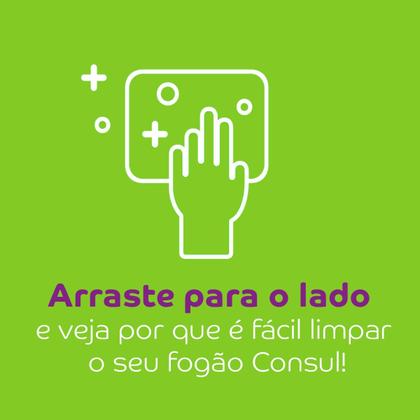 Imagem de Fogão Consul 4 bocas cor Inox com mesa de vidro e grade de ferro fundido - CFO4VAR