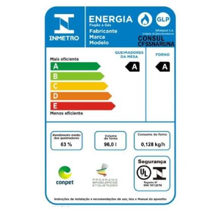 Fogão Consul 5 bocas cor Inox com botões removíveis - CFS5NAR Imagem de Fogão Consul 5 bocas cor Inox com botões removíveis - CFS5NAR