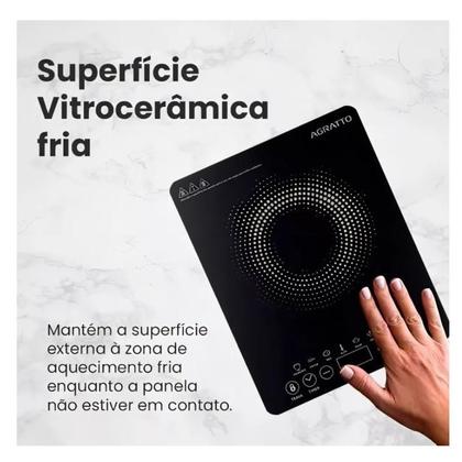 Imagem de Fogão Cooktop 1 Boca Agratto ACKI01I Indução Portátil Painel Touch Preto