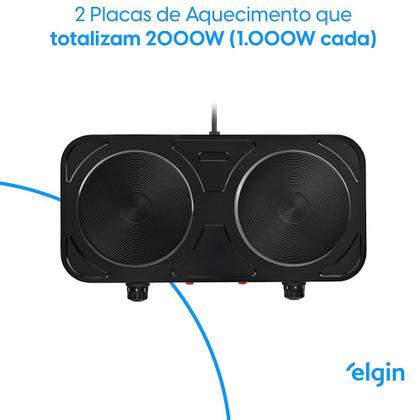 Imagem de Fogão Cooktop 2 Bocas Elétrico de Indução Portátil Elgin Preto
