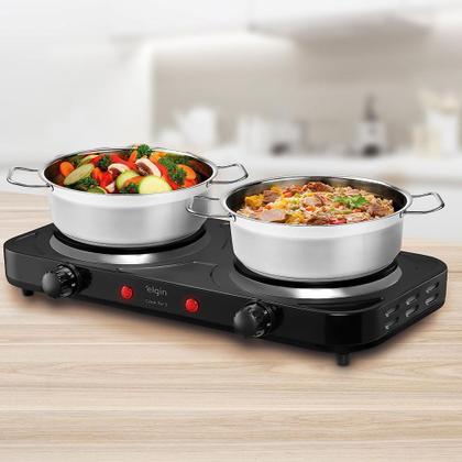Imagem de Fogão Cooktop 2 Bocas Elétrico de Indução Portátil Elgin Preto