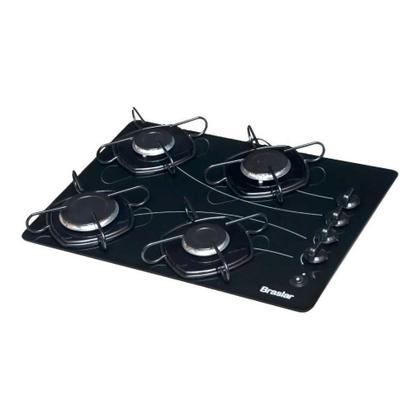 Imagem de Fogão Cooktop 4 Bocas a Gás Ultra Chama 127V/220V Bivolt Acendimento Automático Vidro Temperado Braslar