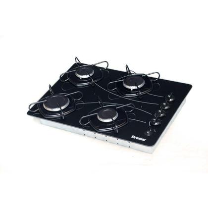 Imagem de Fogão Cooktop 4 Bocas a Gás Ultra Chama 127V/220V Bivolt Acendimento Automático Vidro Temperado Braslar