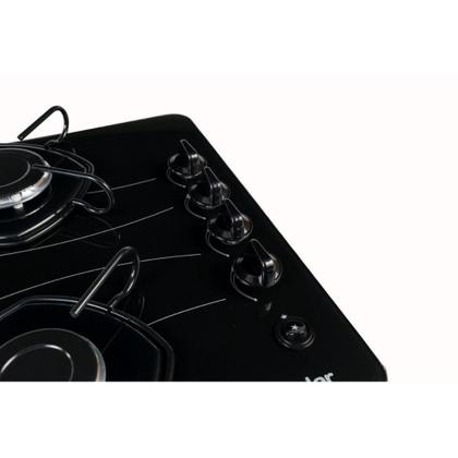 Imagem de Fogão Cooktop 4 Bocas a Gás Ultra Chama 127V/220V Bivolt Acendimento Automático Vidro Temperado Braslar