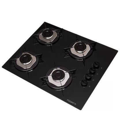 Imagem de Fogão Cooktop 4 Bocas Mesa Em Vidro - Preto - Fogatti Inox 27000101-00
