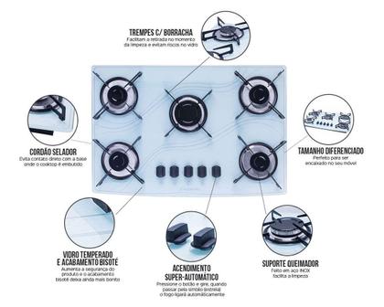 Imagem de Fogão Cooktop 5 Bocas 5Q Lines Color Várias Cores Safanelli