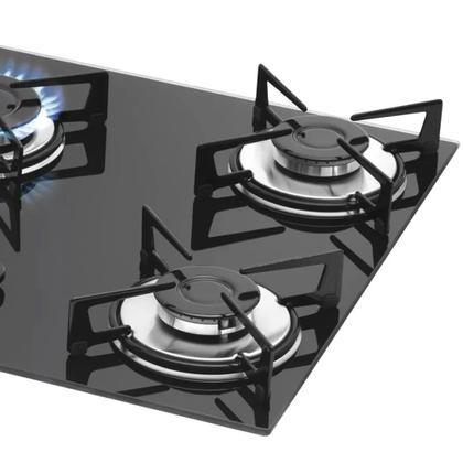 Imagem de Fogão Cooktop 5 Bocas à Gás Fischer Mesa Vidro Preto Bivolt