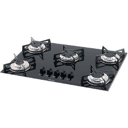 Imagem de Fogão Cooktop 5 Bocas à Gás Fischer Mesa Vidro Preto Bivolt