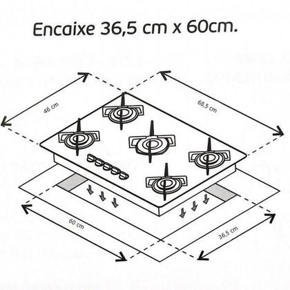 Imagem de Fogão Cooktop 5 Bocas Ultra Chama Bivolt Chamalux - Vermelho