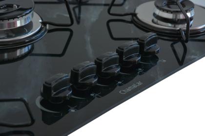 Imagem de Fogão Cooktop À Gás 5 Bocas Chamalar CO-Tripla Chama Vidro Bivolt