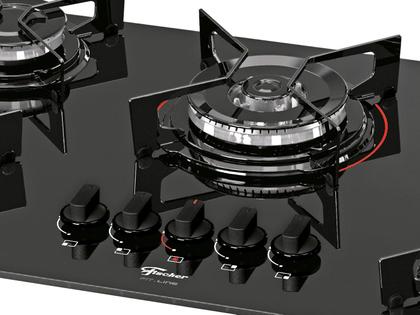 Imagem de Fogão Cooktop a Gás Fischer 36340-102674 5 Bocas TC Fit Line Mesa de Vidro Superautomático Bivolt