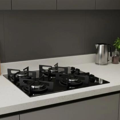 Imagem de Fogão Cooktop De Embutir 4 Bocas A Gás Chama Rápida Fischer PRETO BIVOLT
